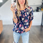 Deep Blue Floral Blouse