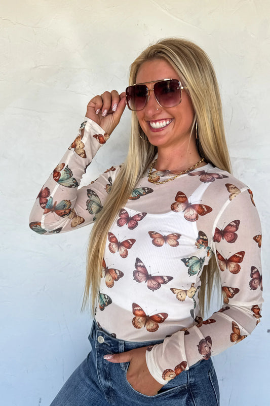 PREORDER: Butterfly Mesh Top// eta 2-3 weeks // limited stock