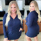 Daily Need Long Sleeve Hoodie Romper in Navy