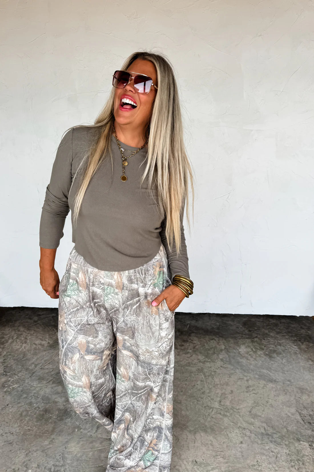 PREORDER: Woodland Camo Wide Leg Sweats // eta Dec