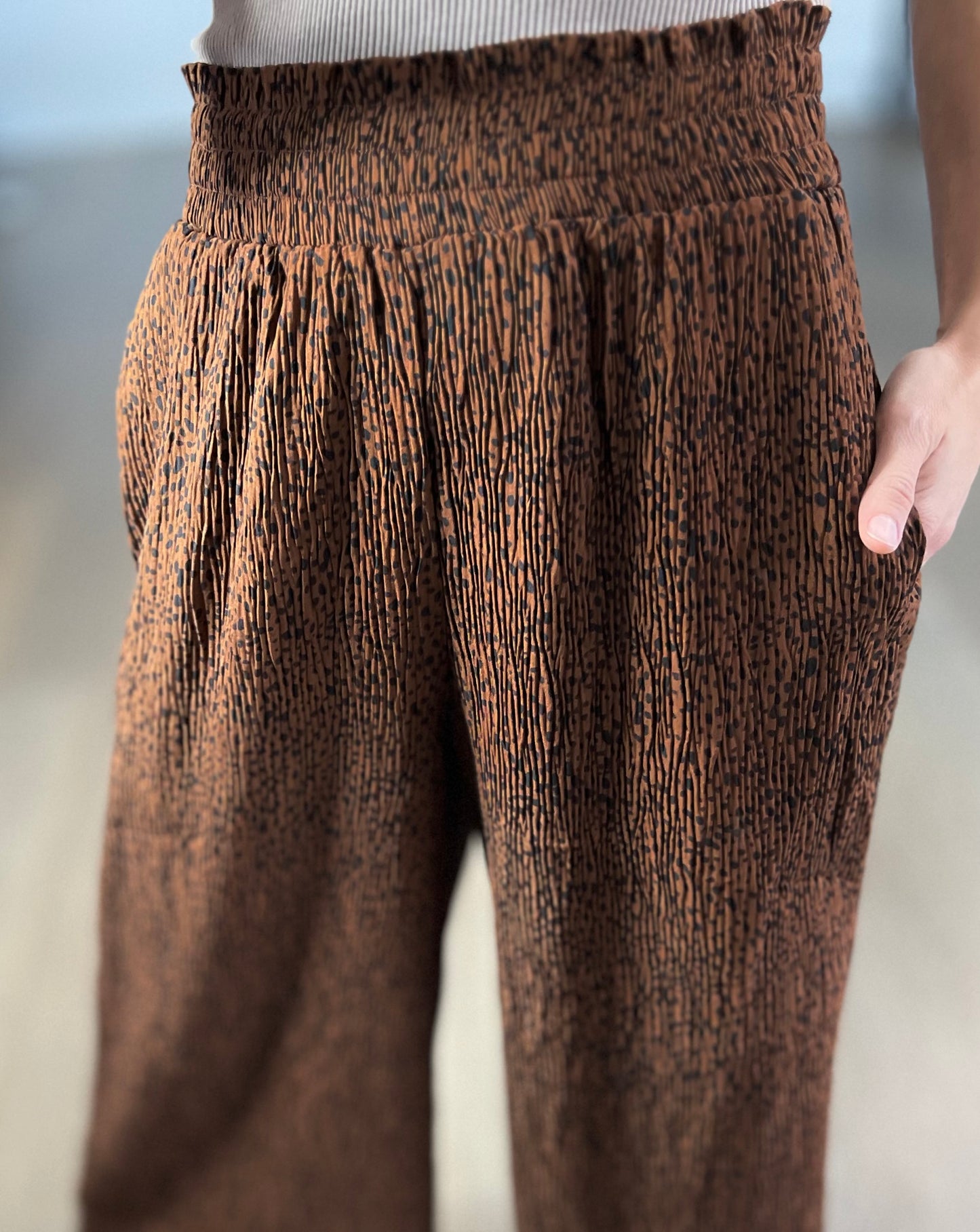 Harmony High Rise Wide Leg Pants in Brown