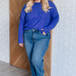 Lonnie Ribbed Knit Sweater in Bright Blue