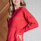 Lonnie Ribbed Knit Sweater in Dark Red