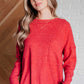 Lonnie Ribbed Knit Sweater in Dark Red