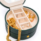 Circular Travel Jewelry Case in Green