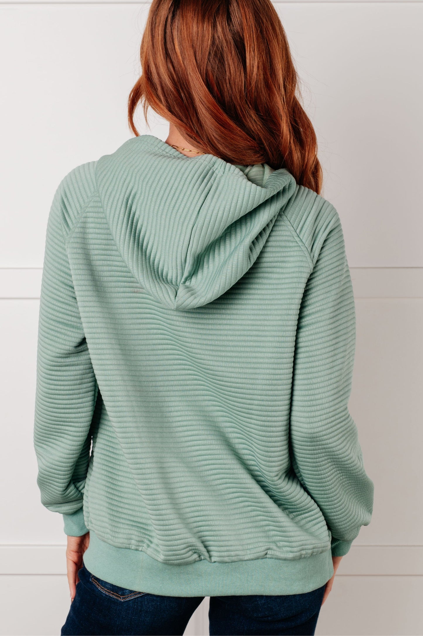 Melody Textured Hoodie in Sage Green