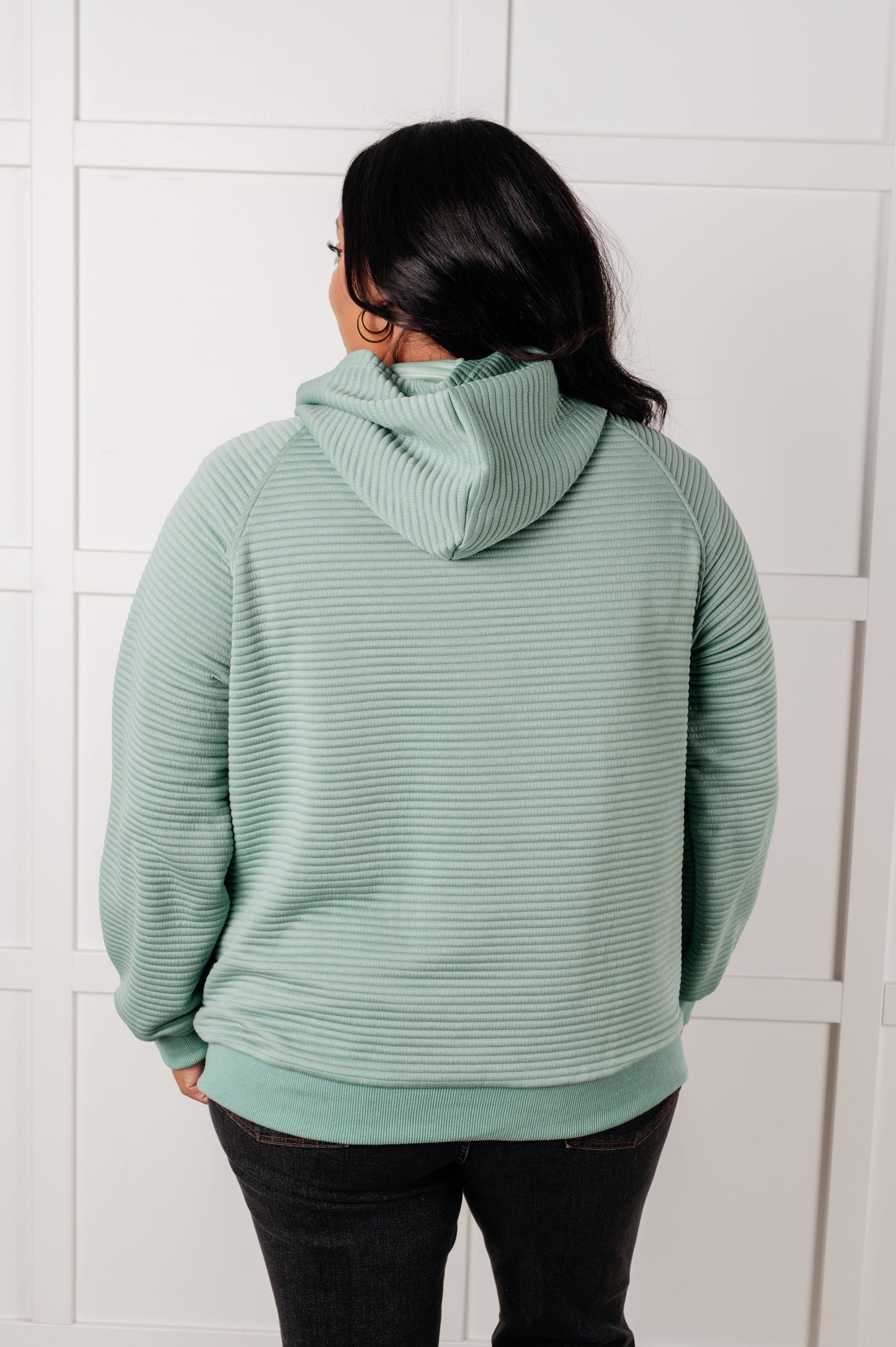 Melody Textured Hoodie in Sage Green