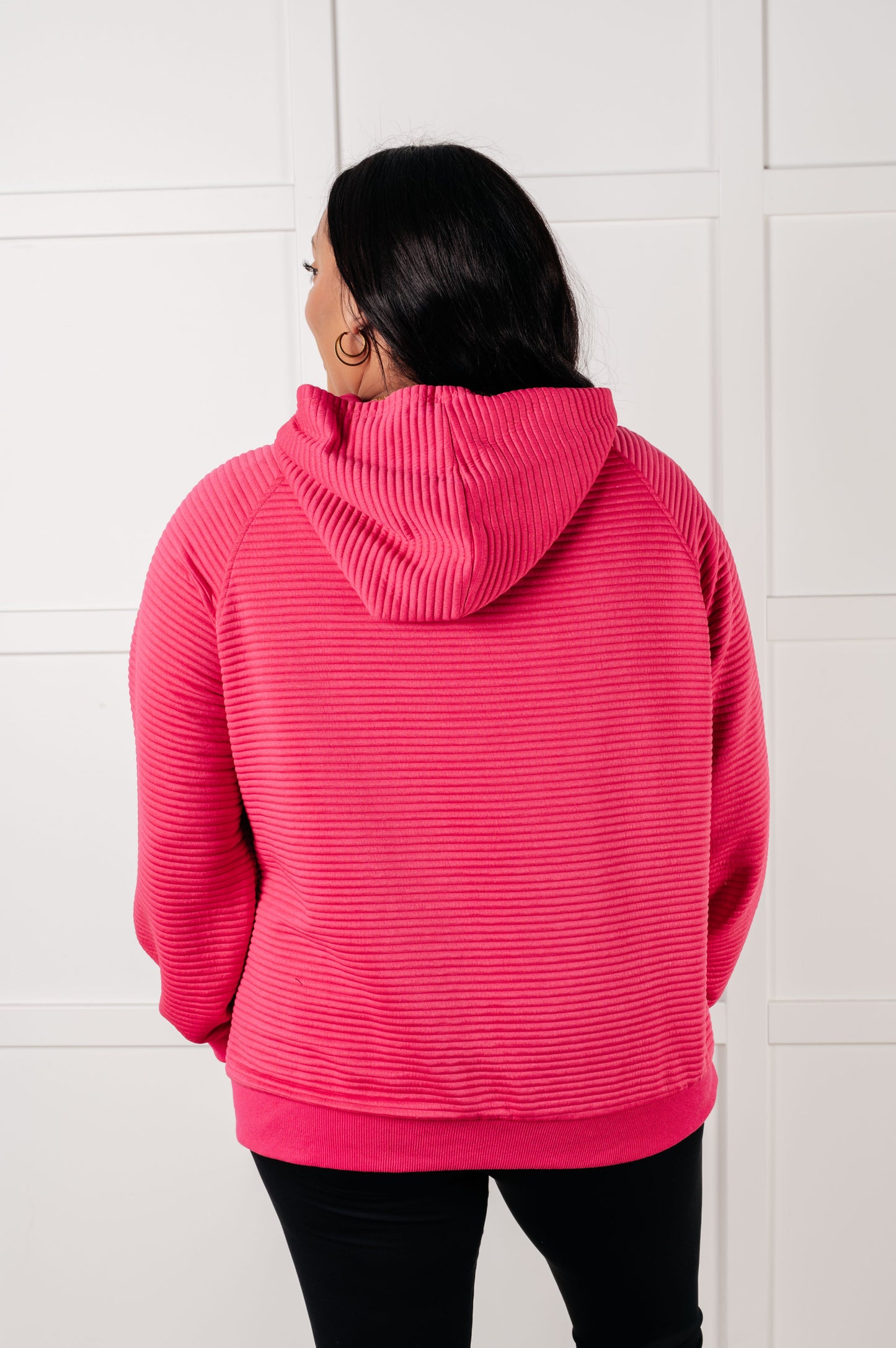 Melody Textured Hoodie in Coral Rose