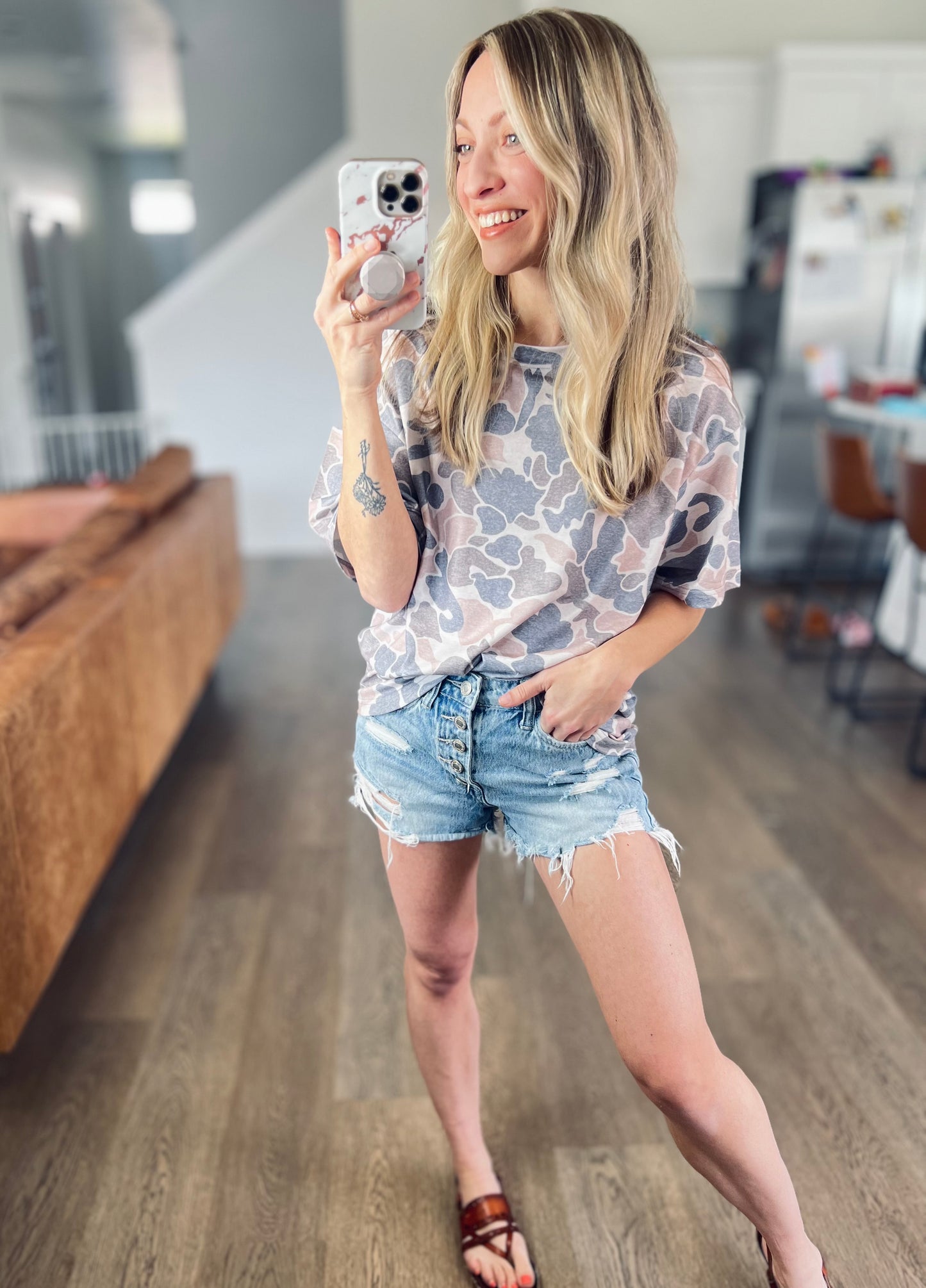 *free ship today* Washed Camo Boyfriend Tee