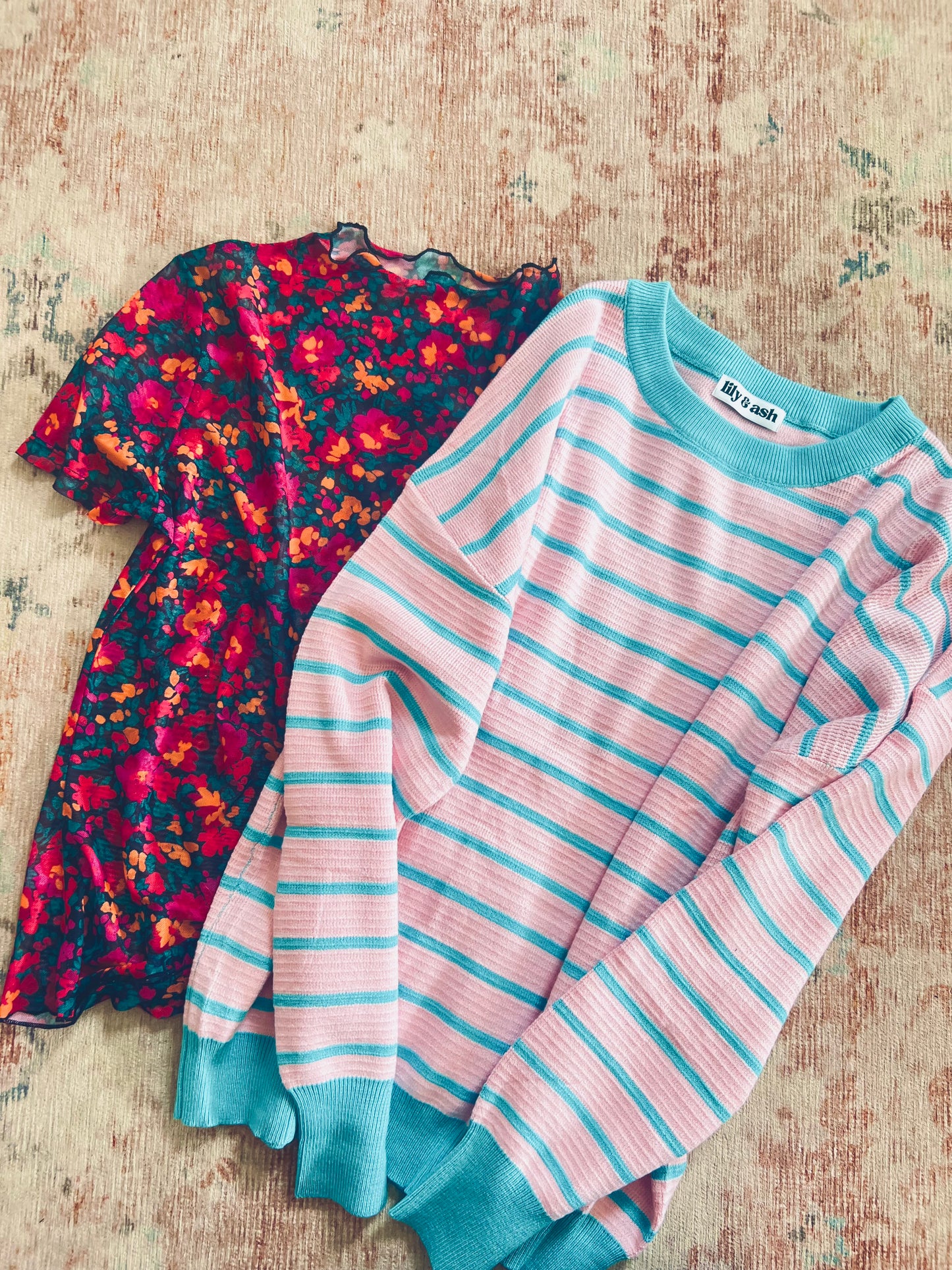 Happiness Stripe Sweater in Pink/Blue