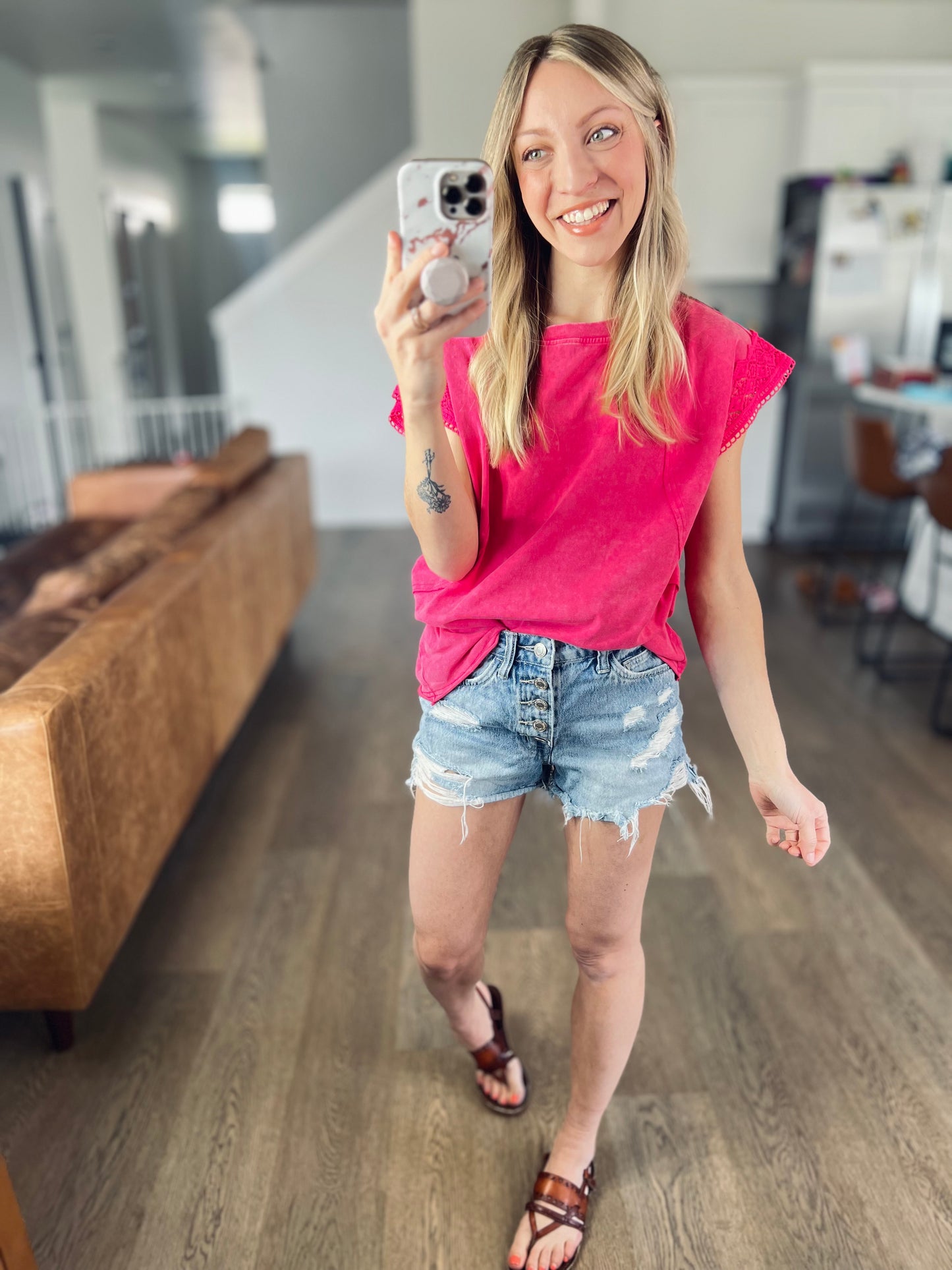 Rosy Days Lace Sleeve Top