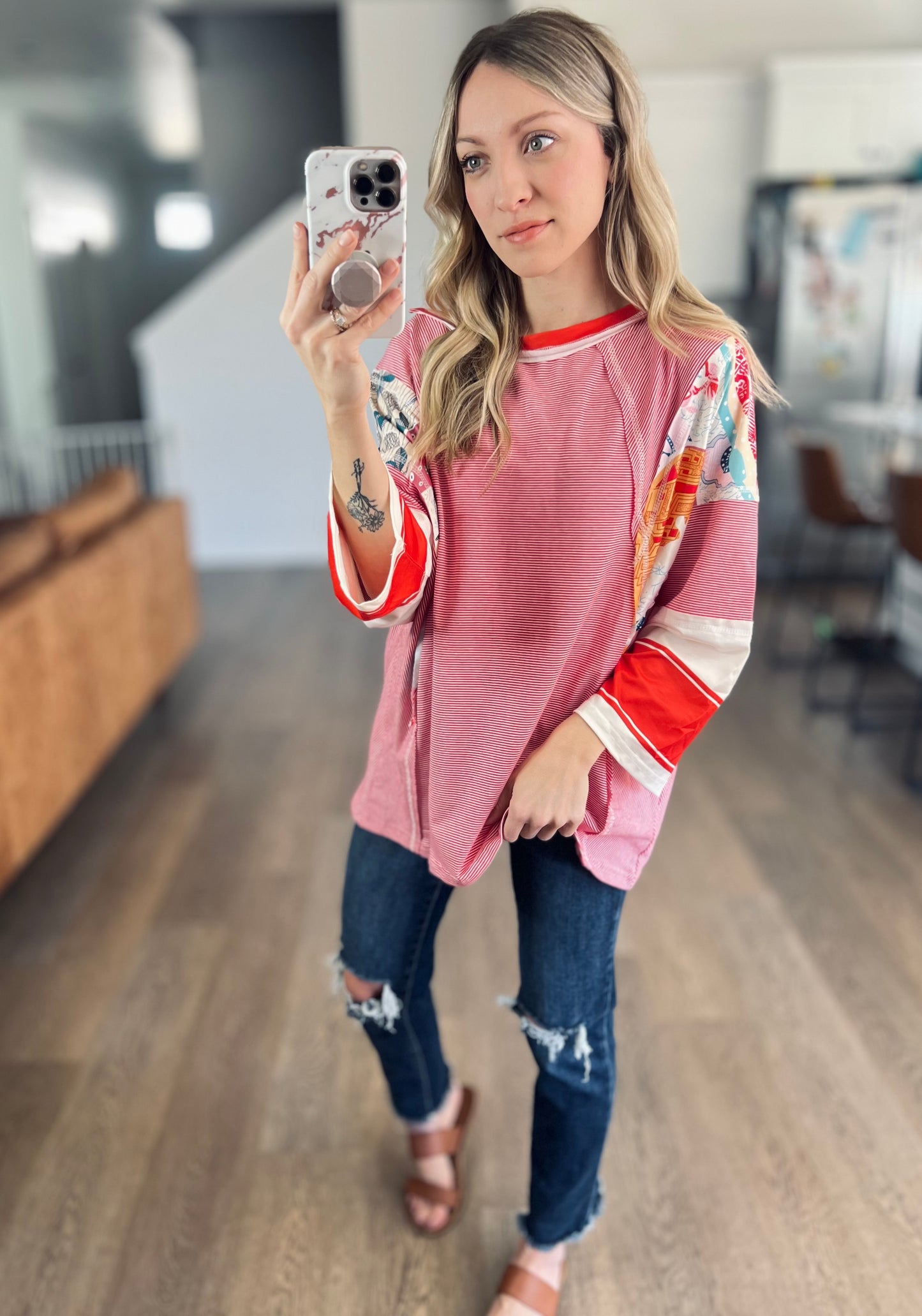 Wren Striped Floral Patchwork Top