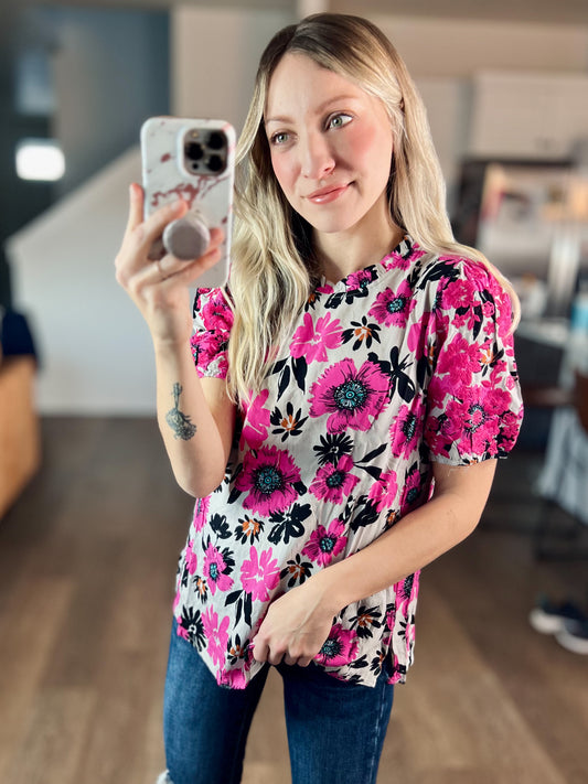 *new today* All Dressed Up Embroidered Floral Blouse