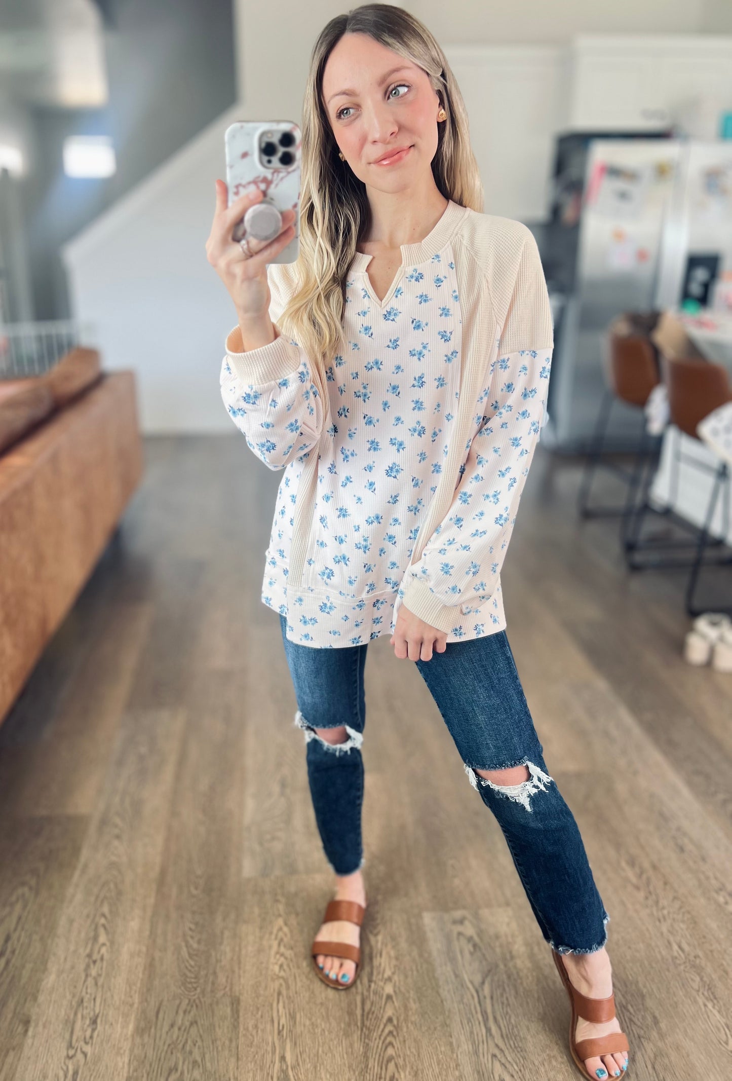 *free ship today* Floral Baby Blues Top