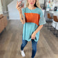 Color-block Round Neck Short Sleeve Tee