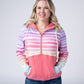 Classic Halfzip Hoodie - Rainbow Stripes and Sun Kissed Coral
