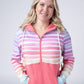 Classic Halfzip Hoodie - Rainbow Stripes and Sun Kissed Coral