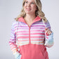 Classic Halfzip Hoodie - Rainbow Stripes and Sun Kissed Coral