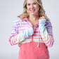 Classic Halfzip Hoodie - Rainbow Stripes and Sun Kissed Coral