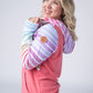 Classic Halfzip Hoodie - Rainbow Stripes and Sun Kissed Coral