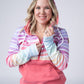 Classic Halfzip Hoodie - Rainbow Stripes and Sun Kissed Coral