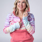 Classic Halfzip Hoodie - Rainbow Stripes and Sun Kissed Coral