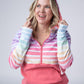 Classic Halfzip Hoodie - Rainbow Stripes and Sun Kissed Coral