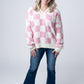 IN STOCK Checkered Hoodie - Pink and White