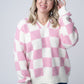 IN STOCK Checkered Hoodie - Pink and White