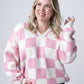 IN STOCK Checkered Hoodie - Pink and White
