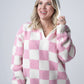 IN STOCK Checkered Hoodie - Pink and White