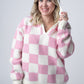 IN STOCK Checkered Hoodie - Pink and White