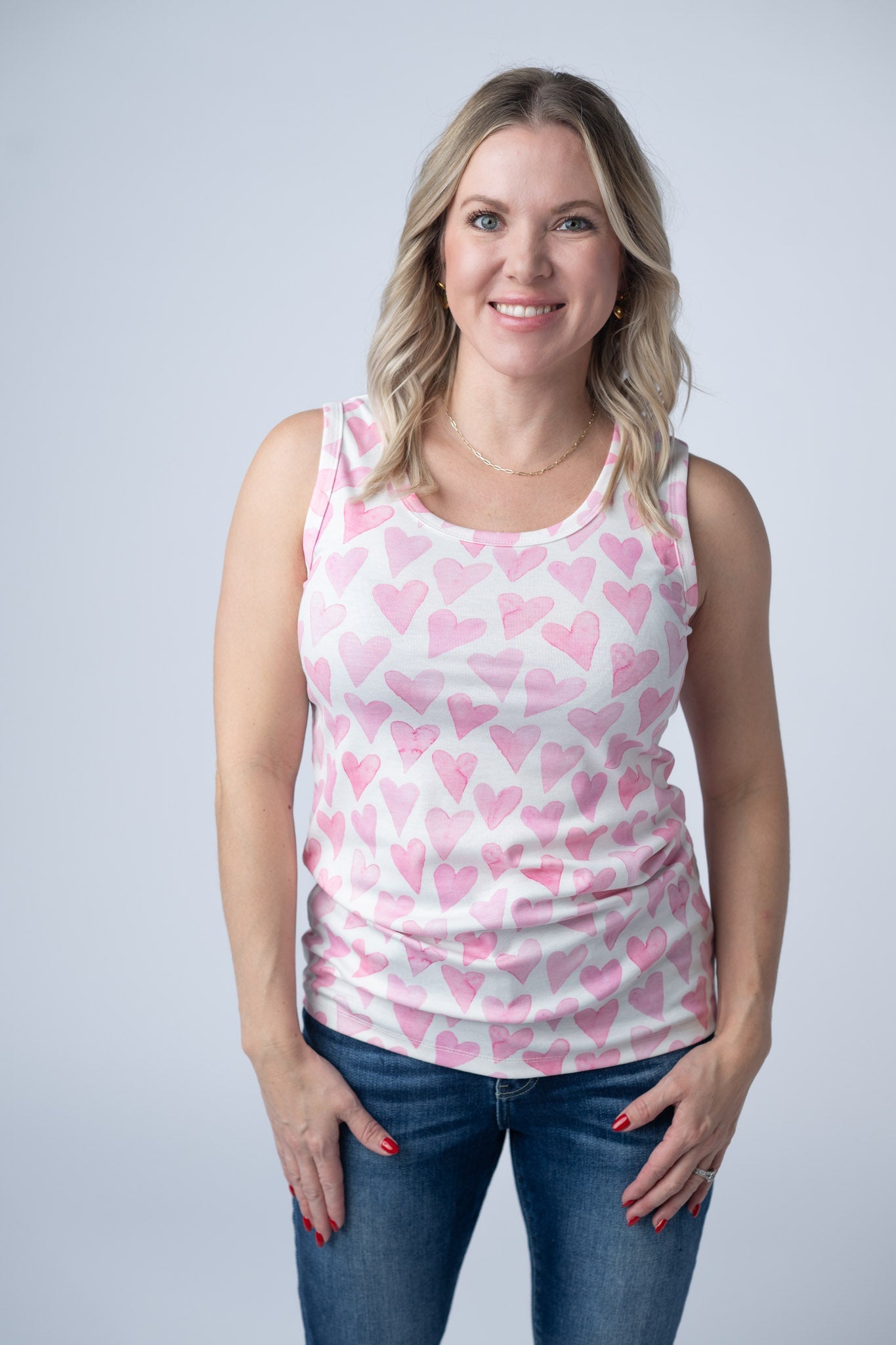 IN STOCK Ava Tank - Blushing Pink Hearts