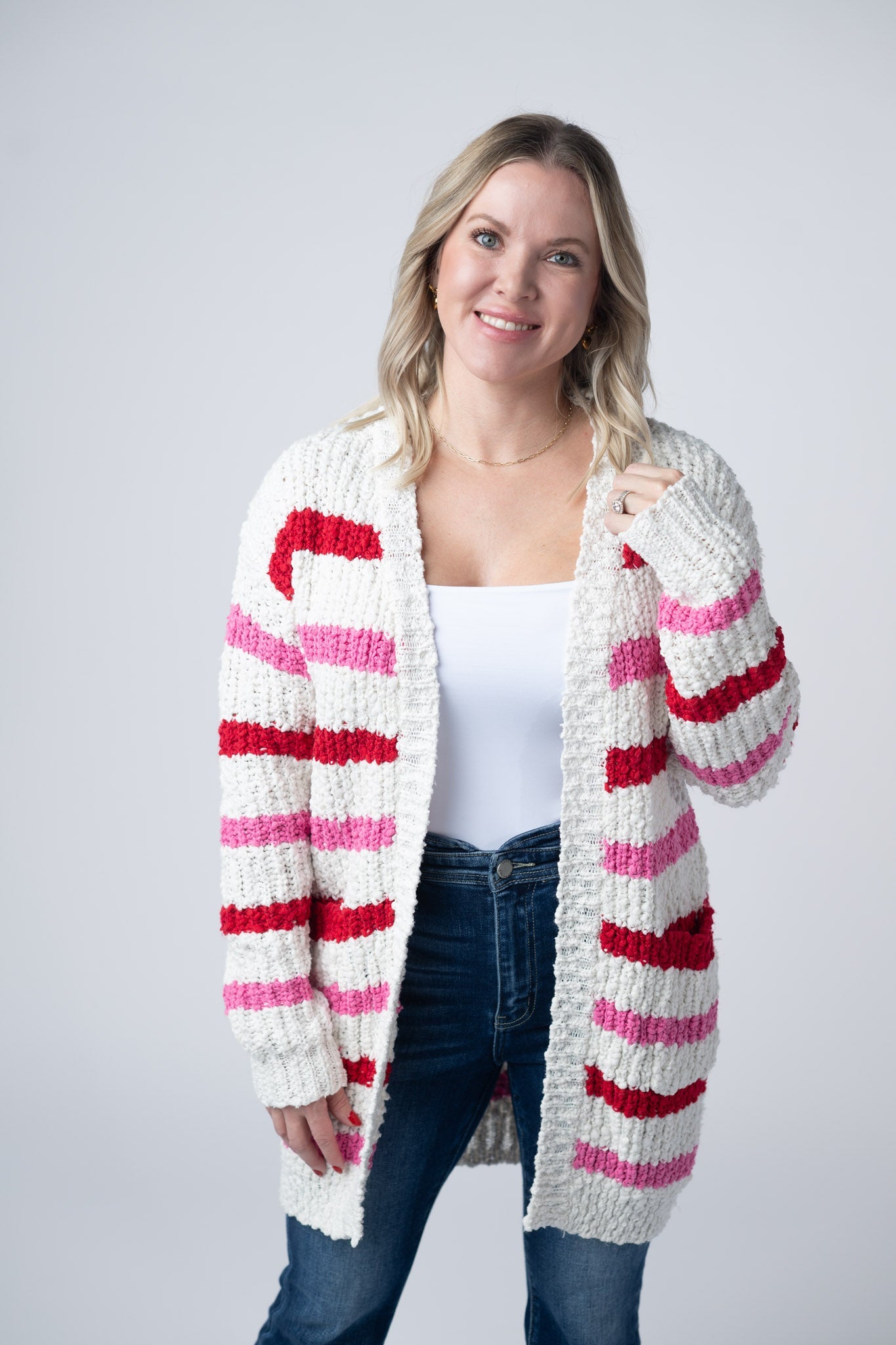 IN STOCK Stripe Cardigan - Valentine's Day