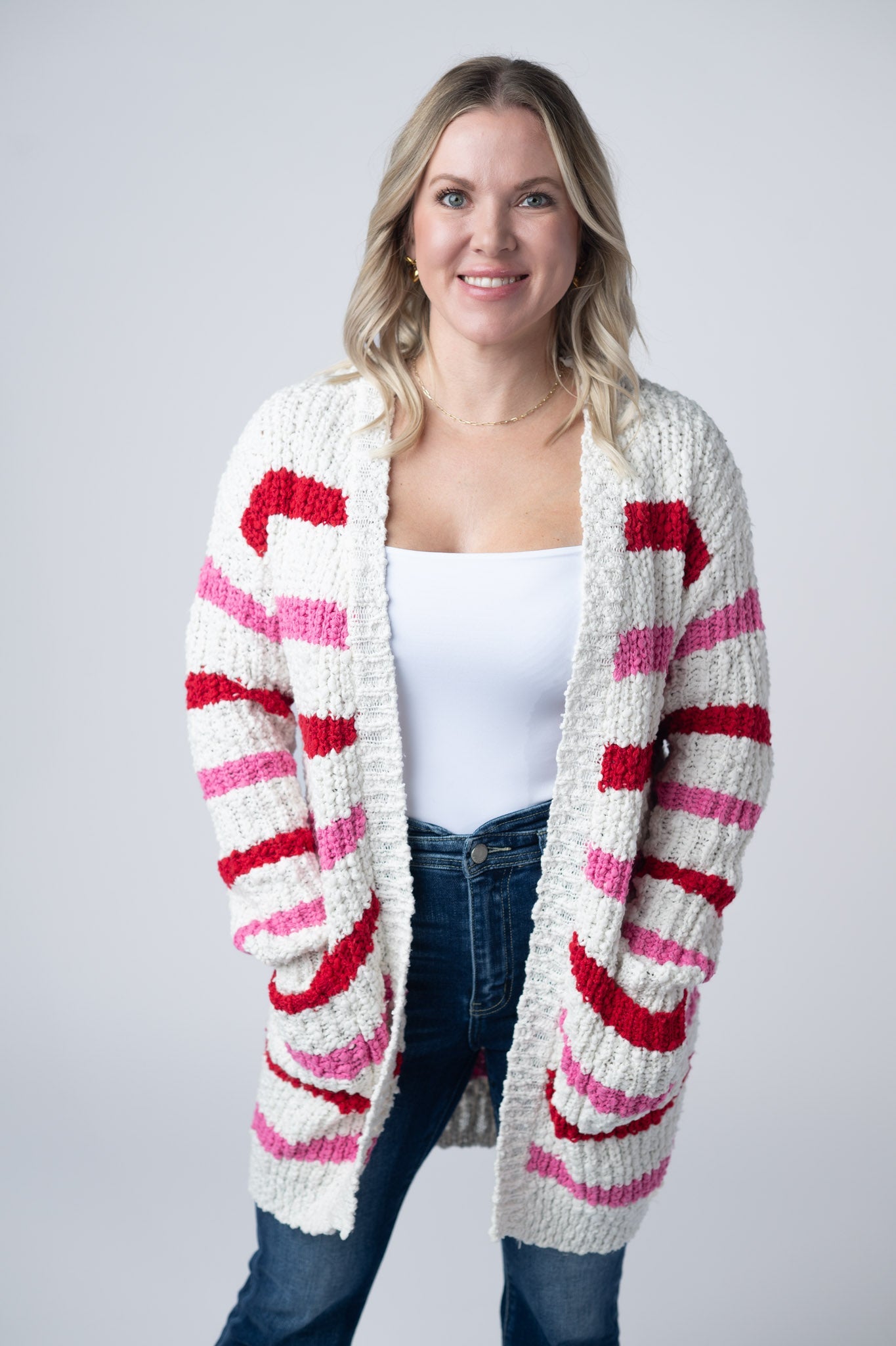 IN STOCK Stripe Cardigan - Valentine's Day