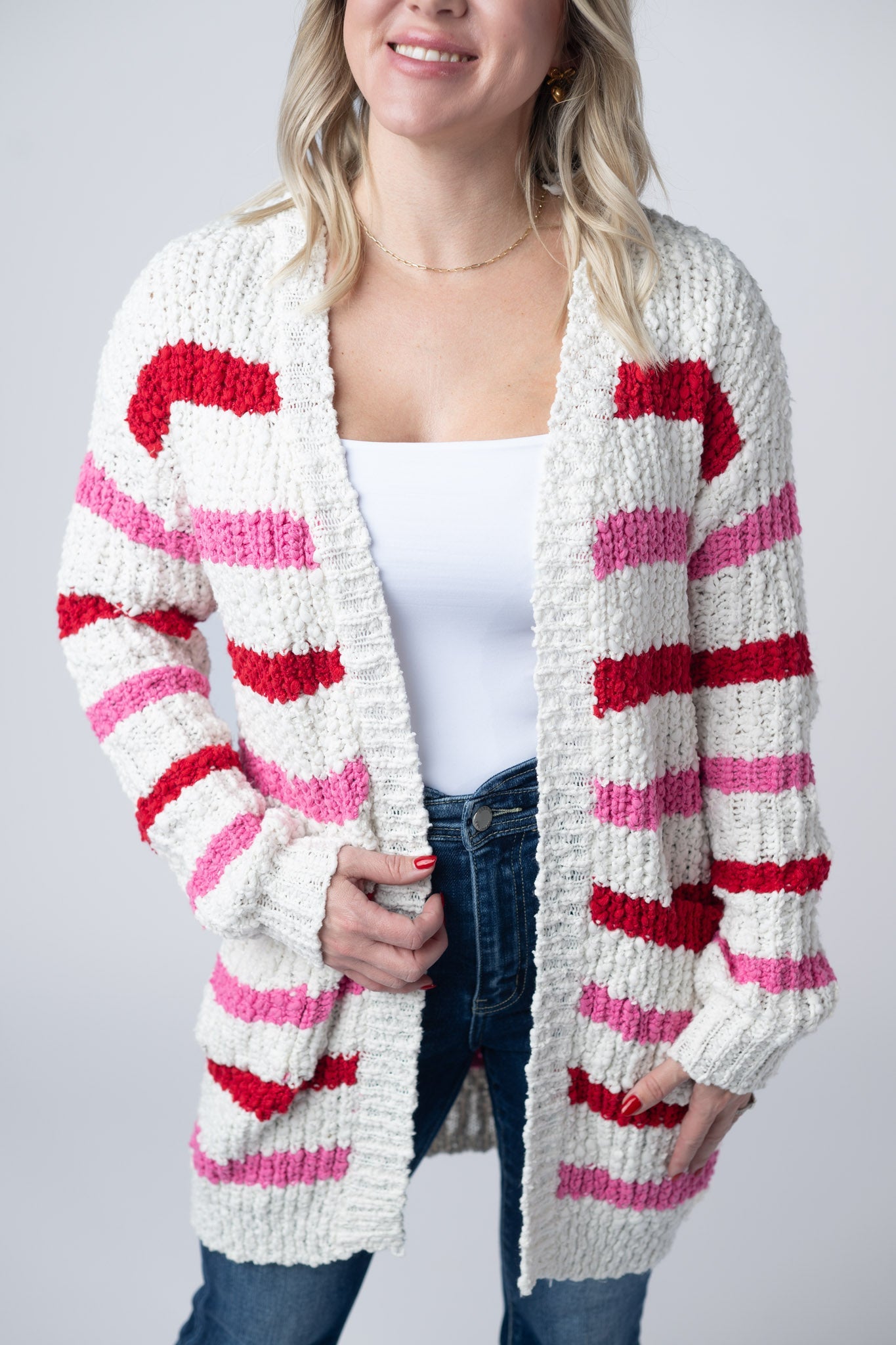 IN STOCK Stripe Cardigan - Valentine's Day