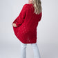 IN STOCK Open Knit Cardigan - Red
