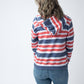 Fullzip Hoodie - Striped Red, White, and Micro Blue Stars