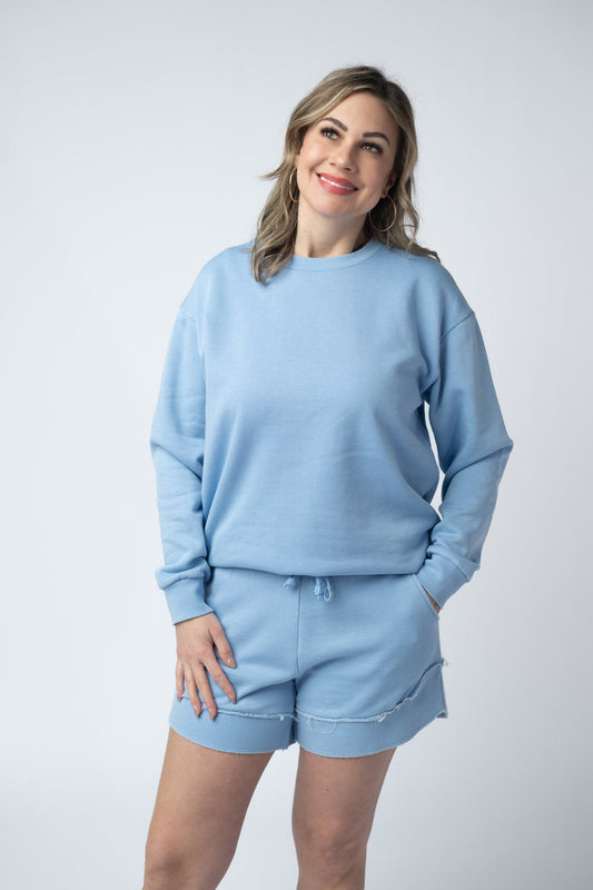 Vintage Wash Pullover - Dusty Blue