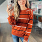 *free ship today* Mel Stripe Sweater in Toasted Pumpkin