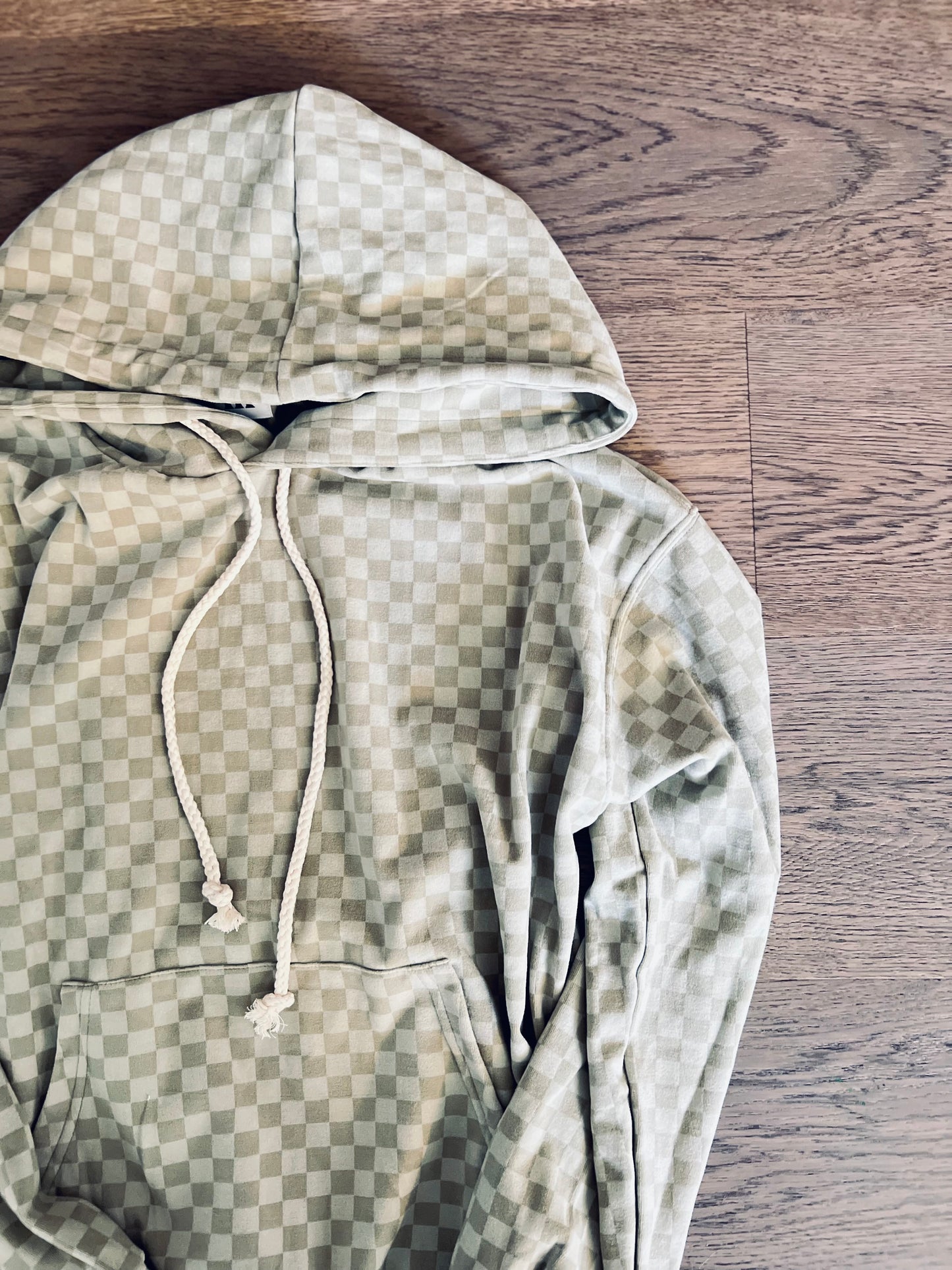 Luxe Checkered Hoodie in Sage