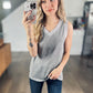 V-Neck Wide Strap Tank in Grey