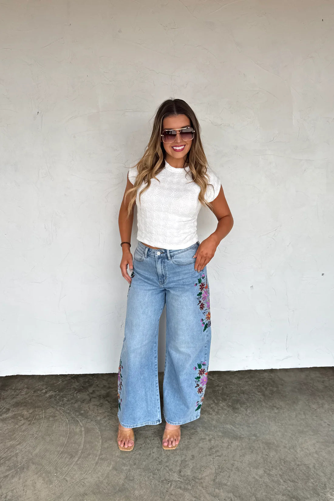 PREORDER: Eva Floral Embroidered Jeans // eta early May