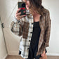 Plaid Contrast Button Up Shirt Jacket