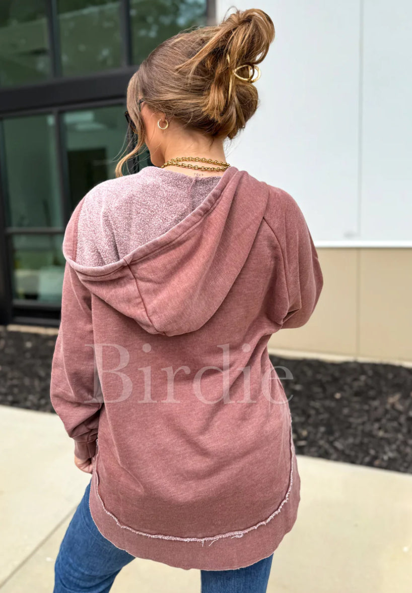 PREORDER: Curved Hem Hoodie in Washed Brown // eta Jan