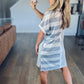 Gray Stripe Mixed Printed T Shirt Dress