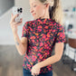Rose Retro Floral Mesh Top
