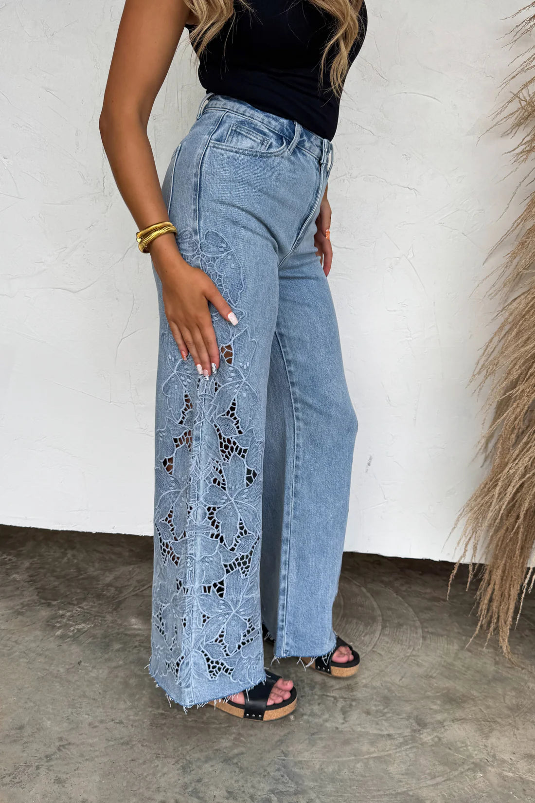 PREORDER: Floral Charm Wide Leg Jeans // eta early May