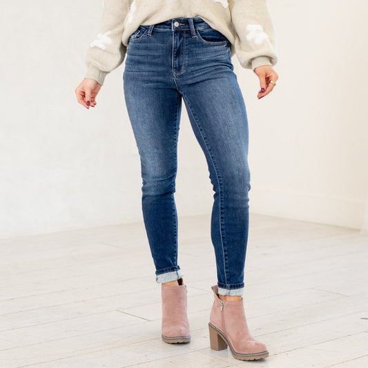 High Rise Washed Thermal Skinny Jeans - Judy Blue