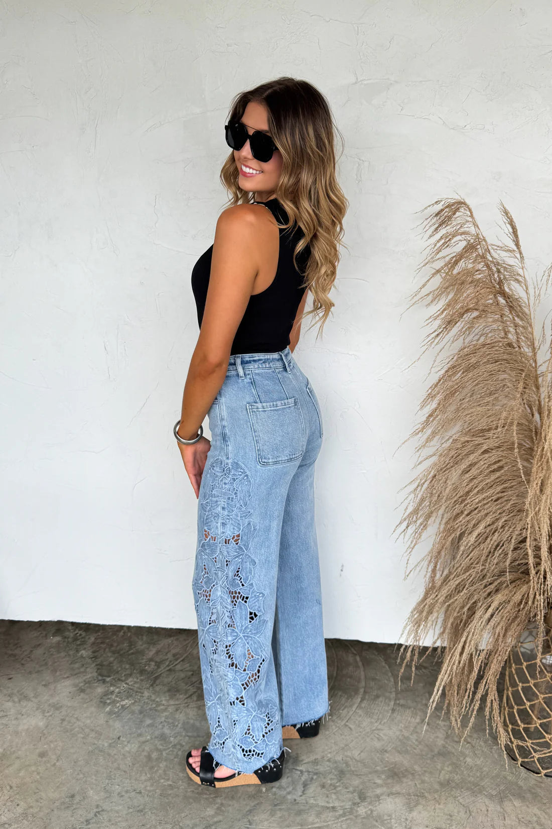 PREORDER: Floral Charm Wide Leg Jeans // eta early May